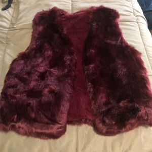 Maroon Fur Vest